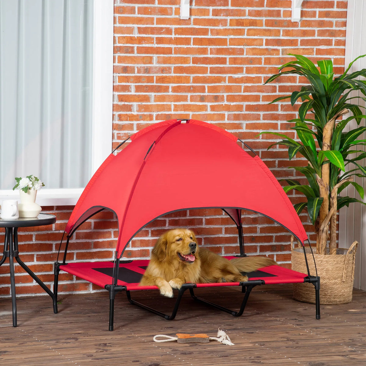 Elevated Dog Bed with Canopy, 48 x 36 in Raised Outdoor Dog Cot – image 11