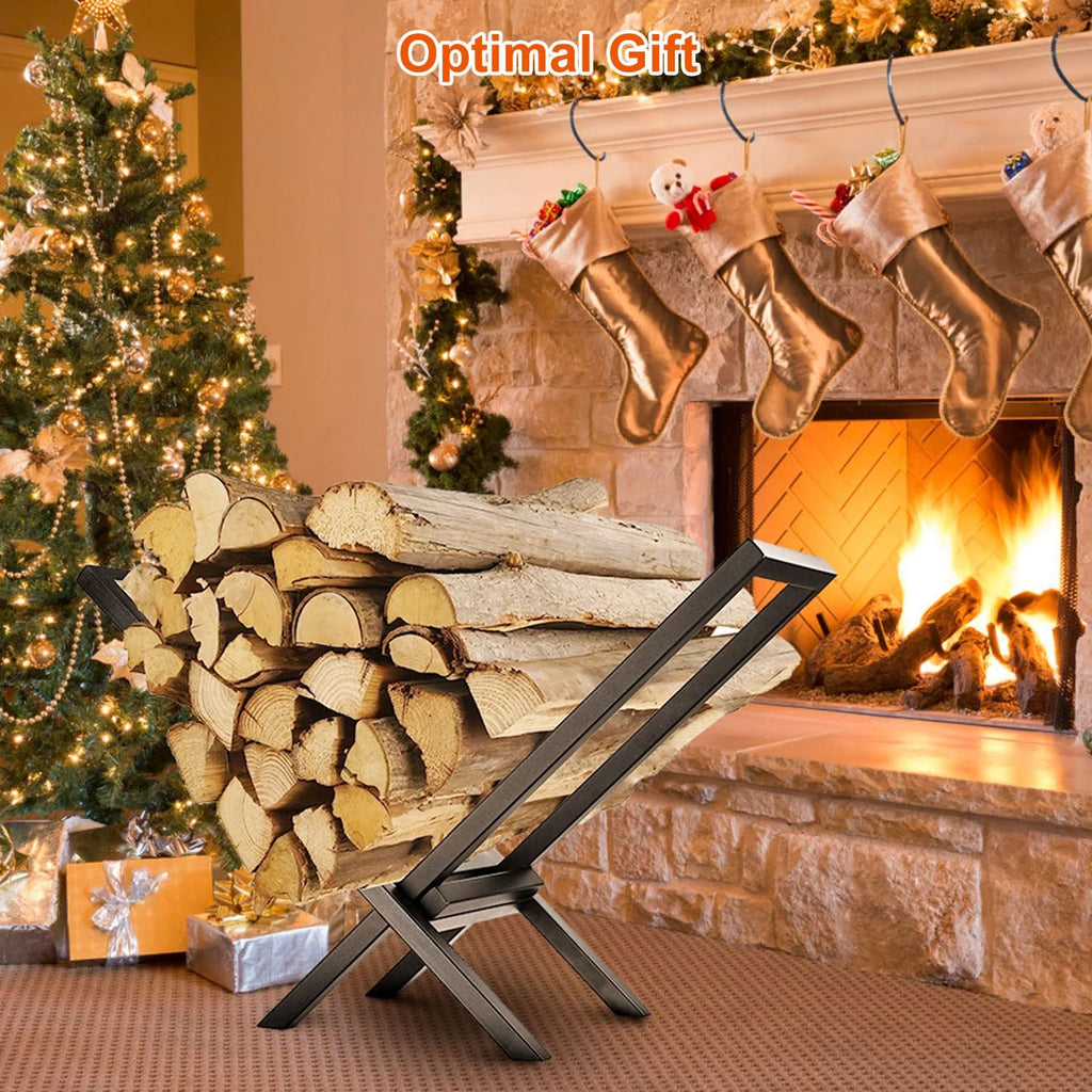 Firewood Log Rack - Foldable X-Frame Steel Wood Holder, 220 lb – image 5