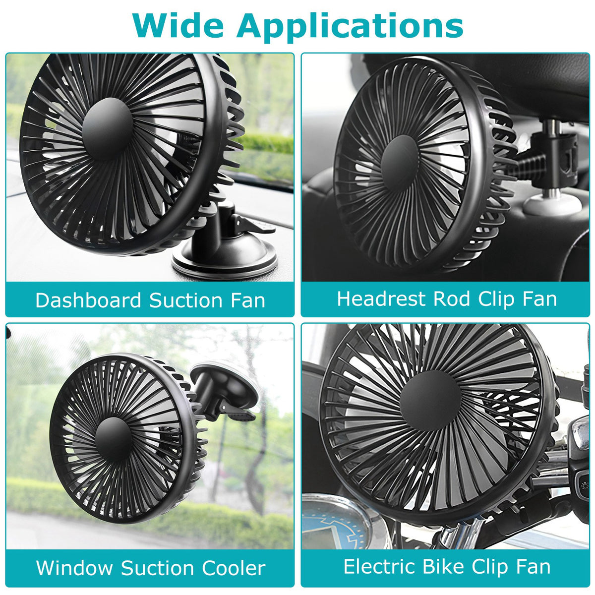 Car Fan – USB Backseat Clip Fan with 3 Speeds – image 2