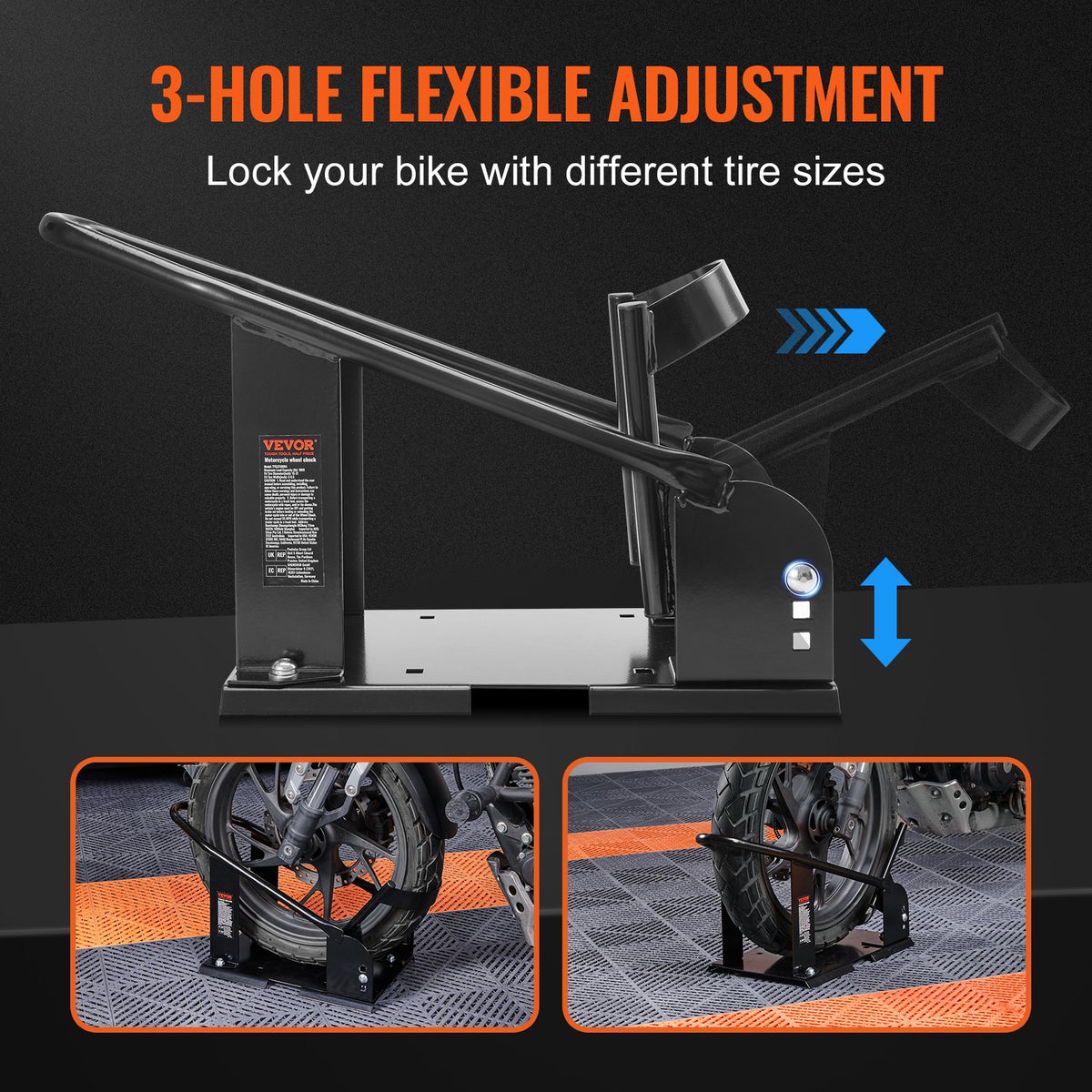 Motorcycle Wheel Chock, Steel Front Wheel Cradle Stand, 1800 lb – image 4