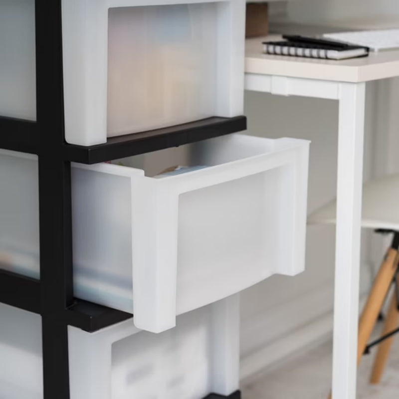4-Drawer Storage Cart, Narrow Rolling Organizer with Divided Top – image 5