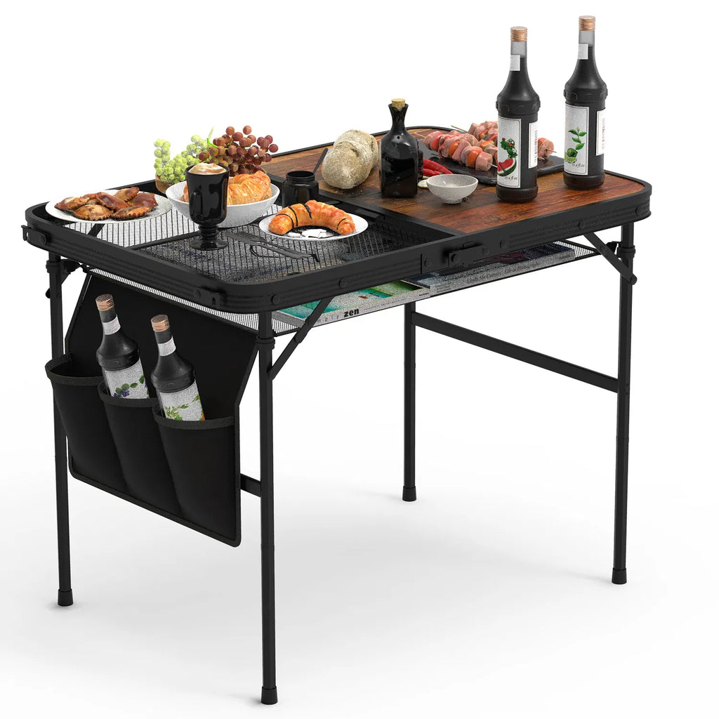 Folding Camping Table 35 x 24 in, Adjustable Height with Storage Net – image 3