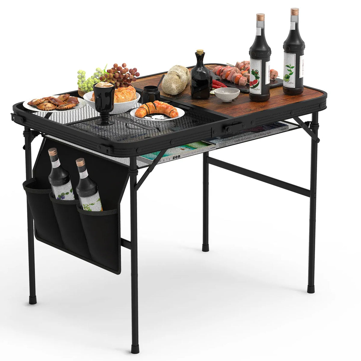 Folding Camping Table 35 x 24 in, Adjustable Height with Storage Net – image 3