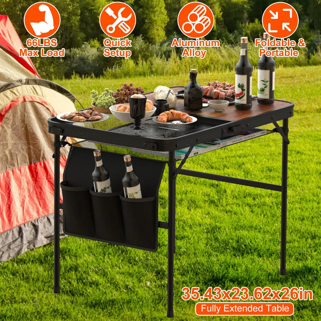 Folding Camping Table 35 x 24 in, Adjustable Height with Storage Net – image 6