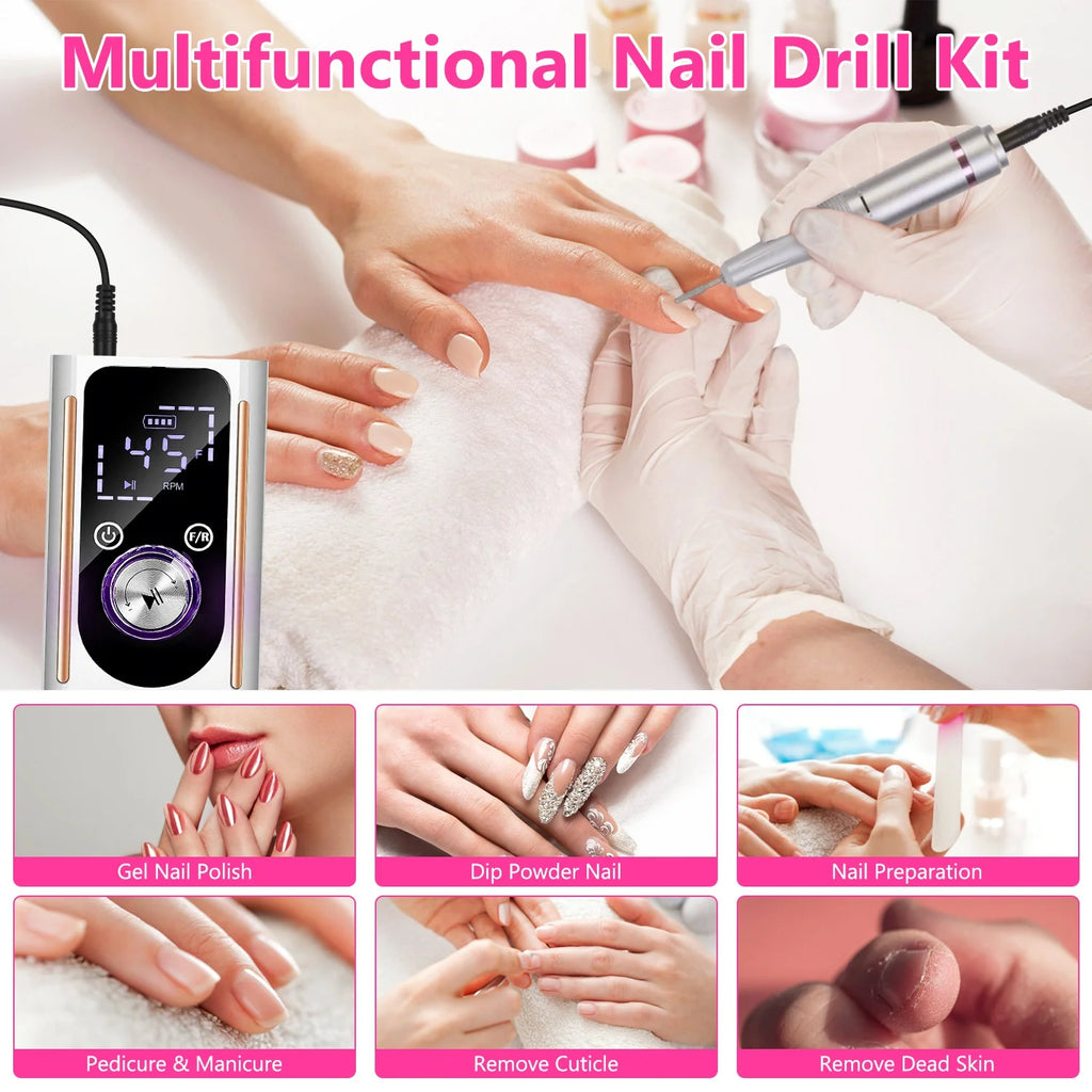 Electric Nail Drill Kit 45,000 RPM, Cordless with 11 Bits – image 2