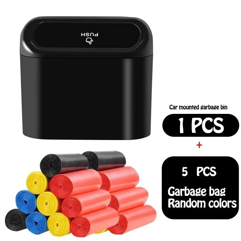 Hanging Car Trash Can with Lid - Compact Vehicle Garbage Bin Organizer