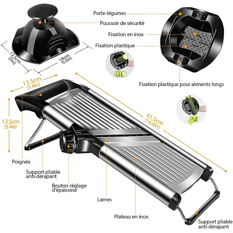 Stainless Steel Mandoline Slicer with 5 Blades and Hand Guard – image 4