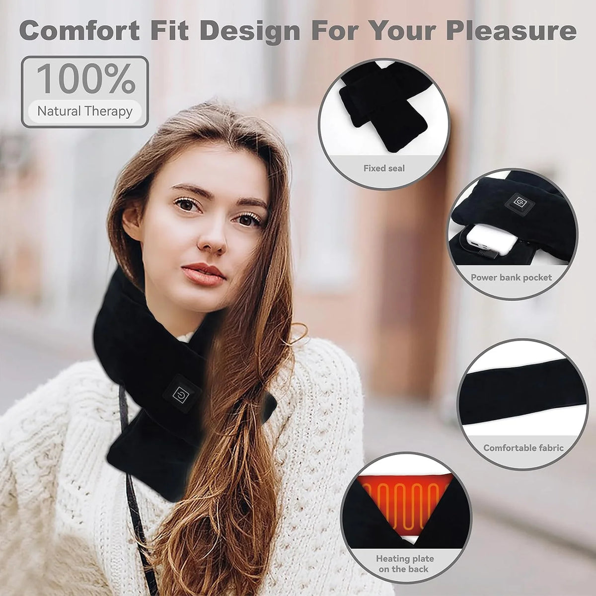 Heated Neck Wrap, Cordless with 5000mAh Power Bank, 3 Heat Levels – image 4