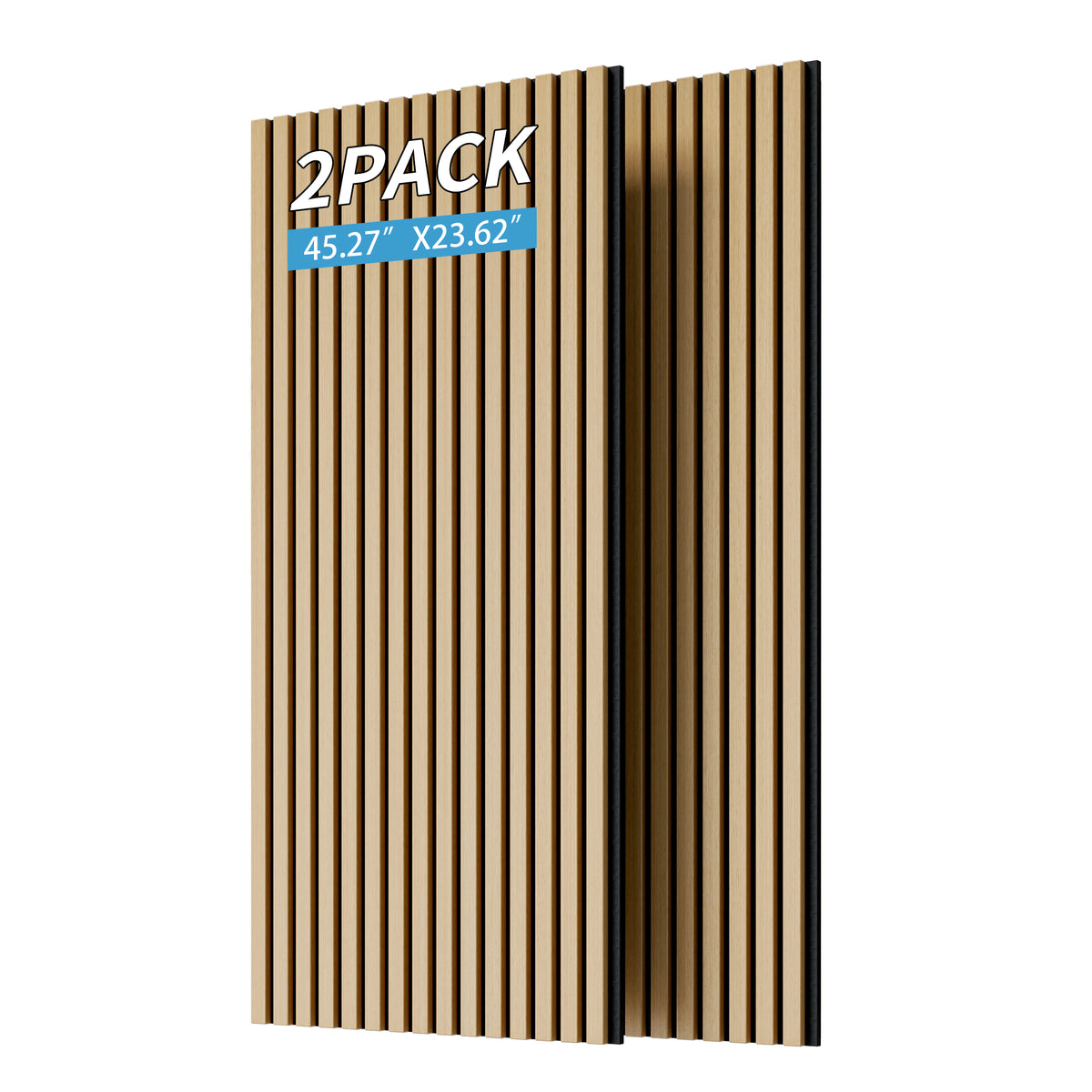 White Oak Fluted Wood Slat Acoustic Panels 45 x 23.6 in, 2 Pack – image 2