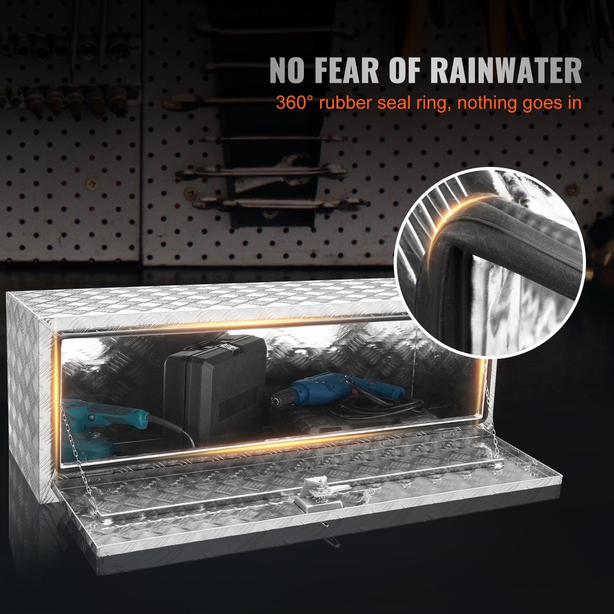 Underbody Truck Tool Box 48 x 17 x 18 in, Aluminum Diamond Plate