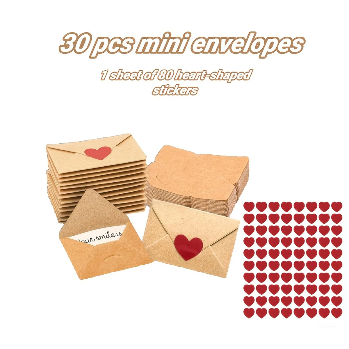 Mini Envelopes with Heart Stickers - Love Note Card Set – image 9