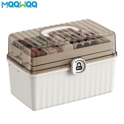 3 Layer Clear Craft Supply Storage Box with Folding Trays and Handle – image 2