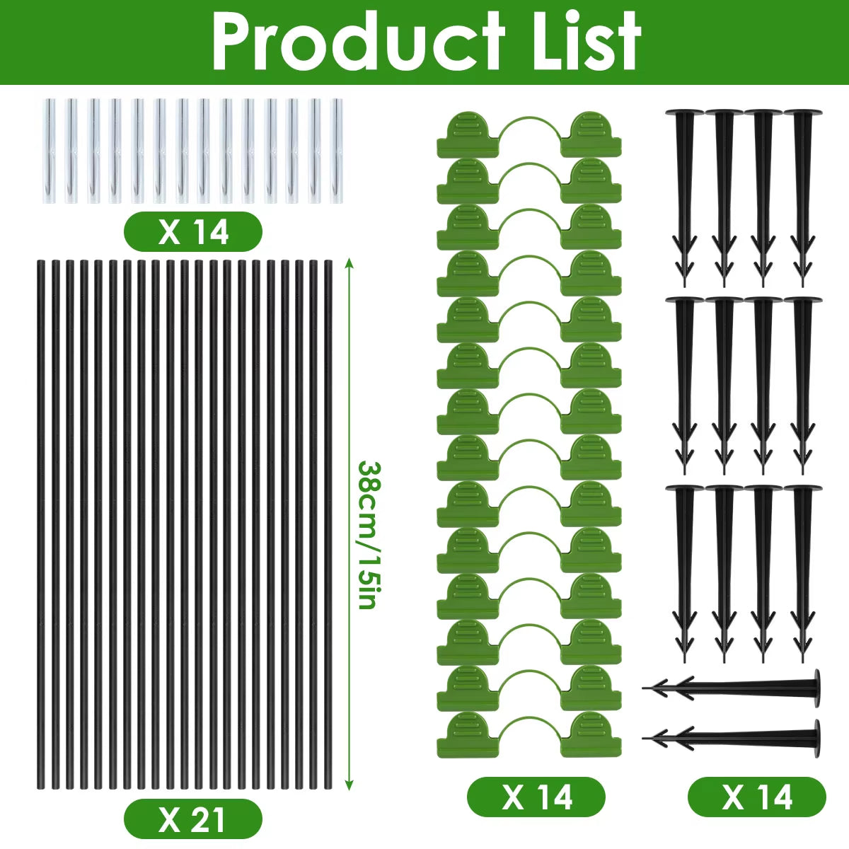 Fiberglass Greenhouse Hoops Kit for Garden Grow Tunnels, 21 or 30 Pc – image 1
