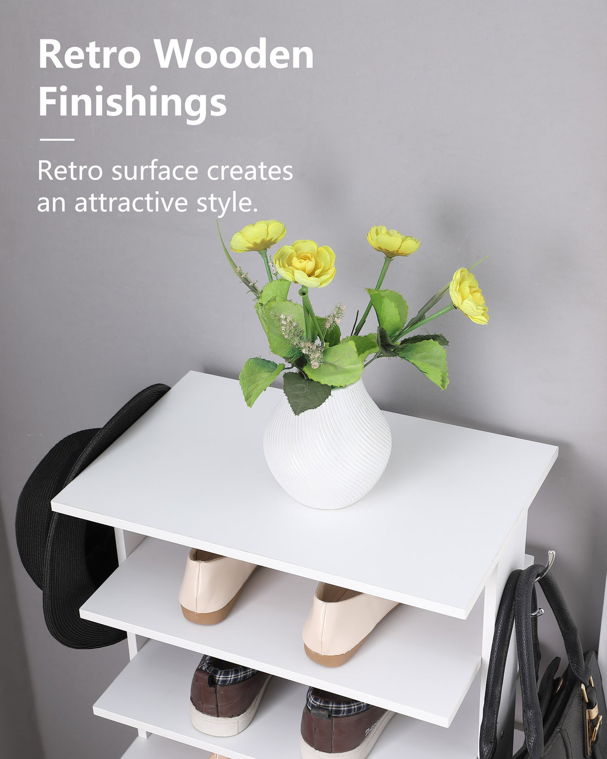 Shoe Rack 7-Tier Vertical with Hooks, Narrow Entryway Organizer – image 3