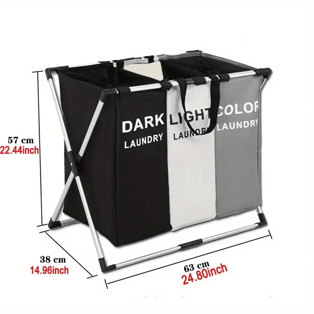Foldable Laundry Basket Organizer, 1-3 Section Waterproof Hamper – image 4