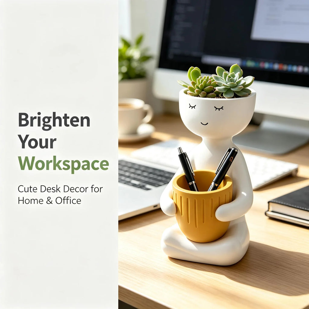 Cute Face Planter Pot, Succulent Planter & Desk Pen Holder – image 4