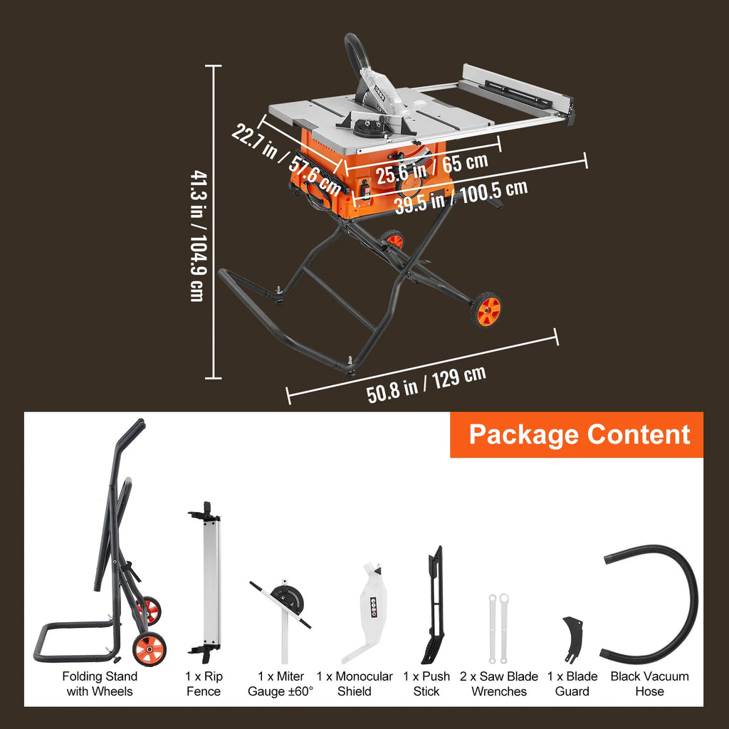 Table Saw with Stand, 10 in 15 Amp Jobsite Saw with 25 in Rip – image 7