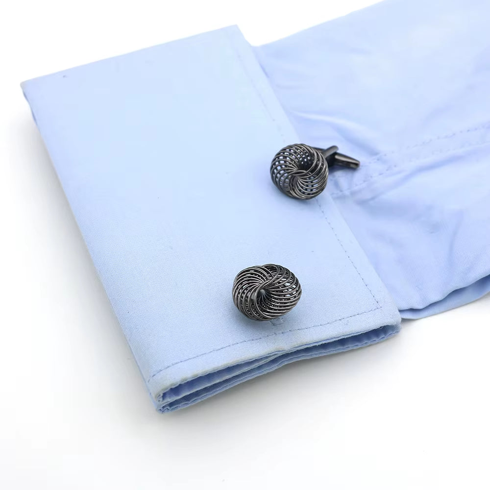 Woven Knot Cufflinks, Gunmetal Black Copper for Men – image 5
