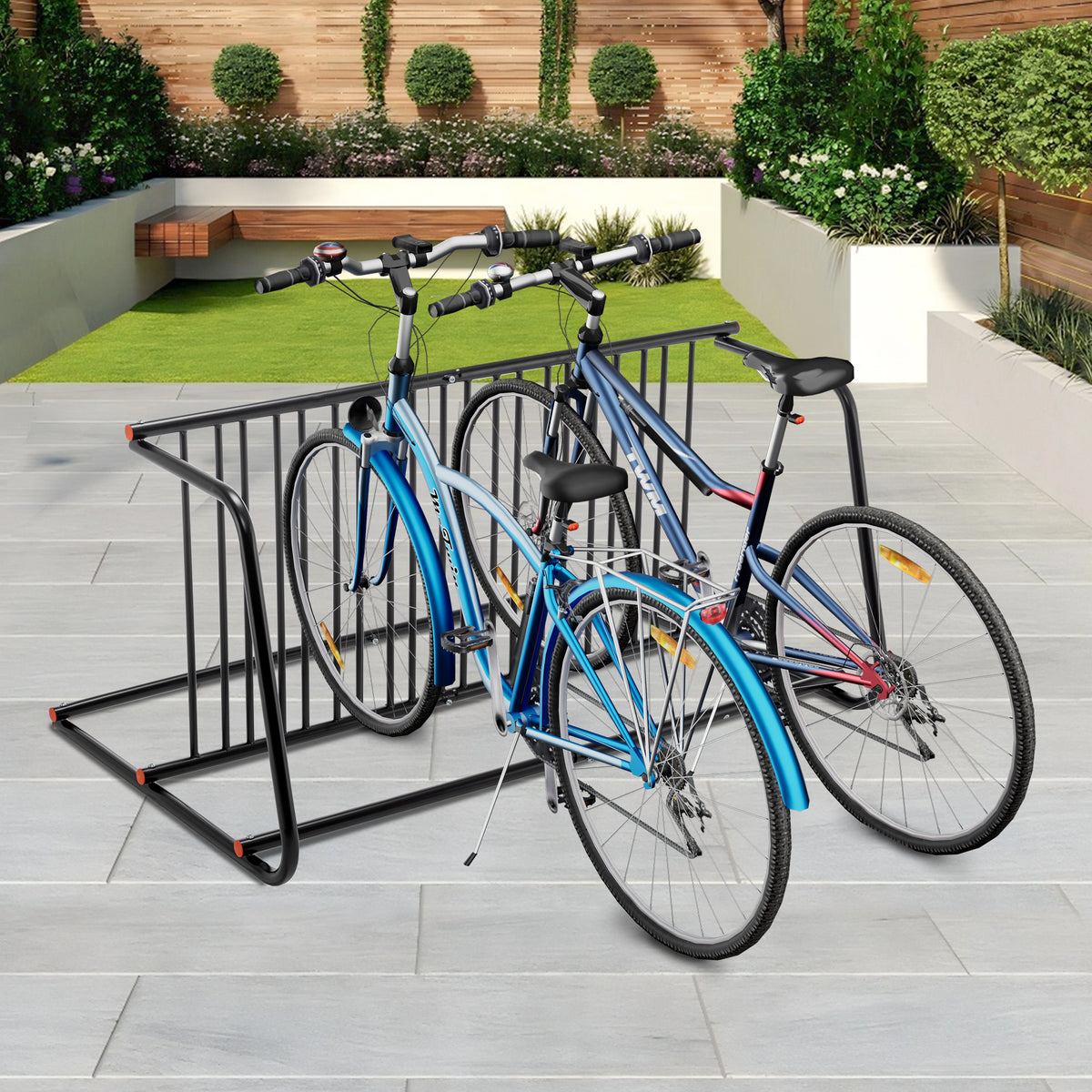 10-Bike Double-Sided Grid Floor Bike Rack, Freestanding Steel – image 2