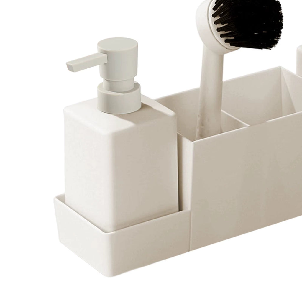 Kitchen Soap Dispenser Set, 2 Pump Bottles with Sink Tray and Brush – image 5