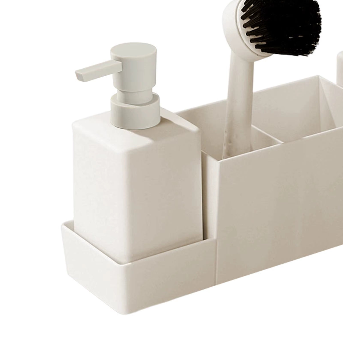 Kitchen Soap Dispenser Set, 2 Pump Bottles with Sink Tray and Brush – image 5