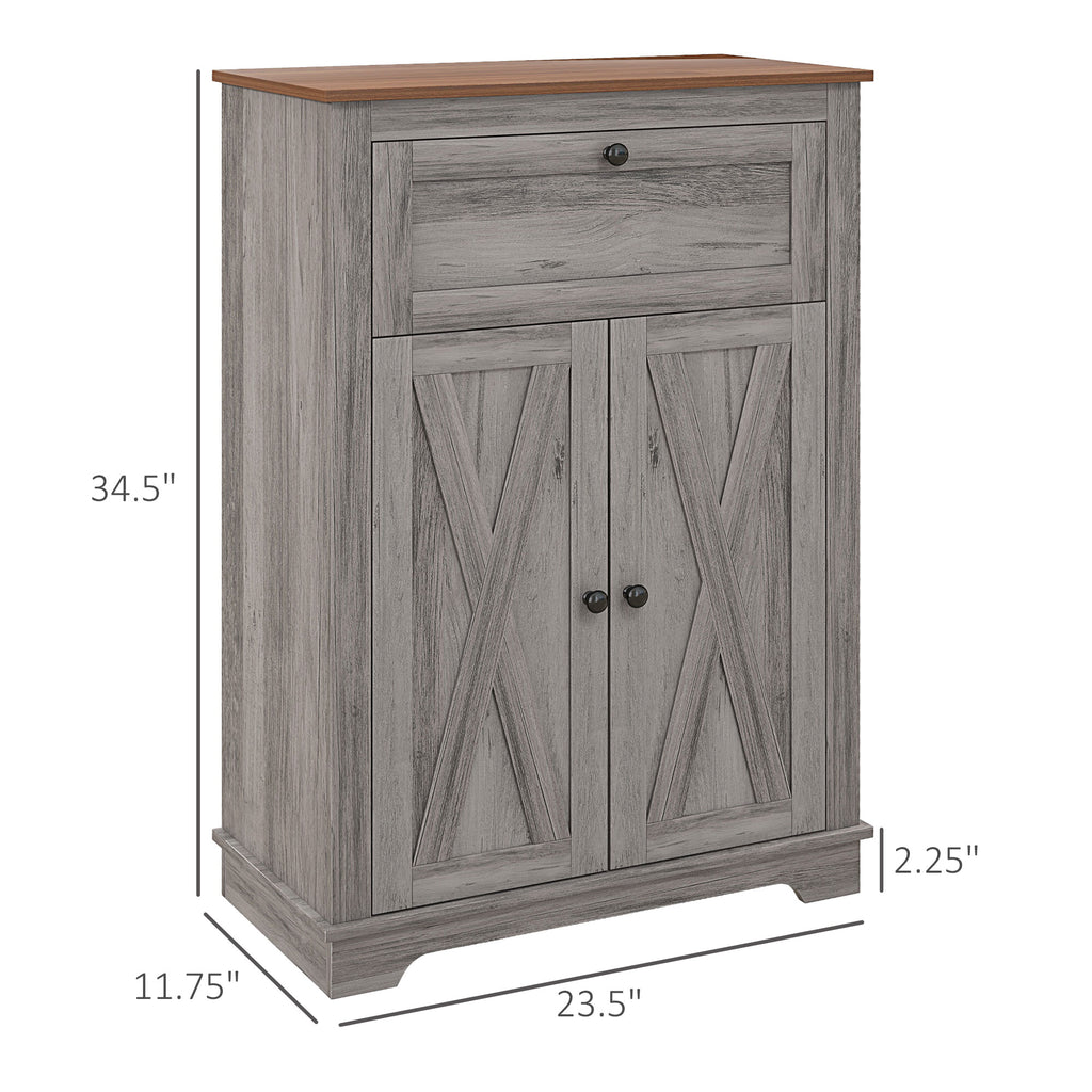 Sideboard Storage Cabinet, Farmhouse Style with Drawer and Doors, Gray – image 3
