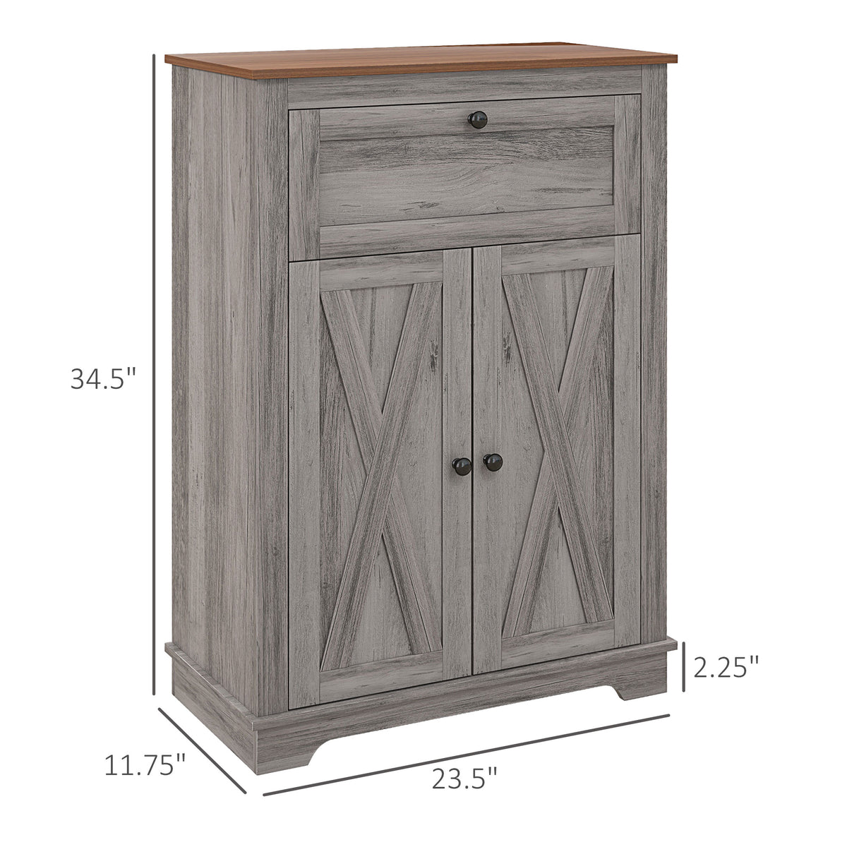 Sideboard Storage Cabinet, Farmhouse Style with Drawer and Doors, Gray – image 3