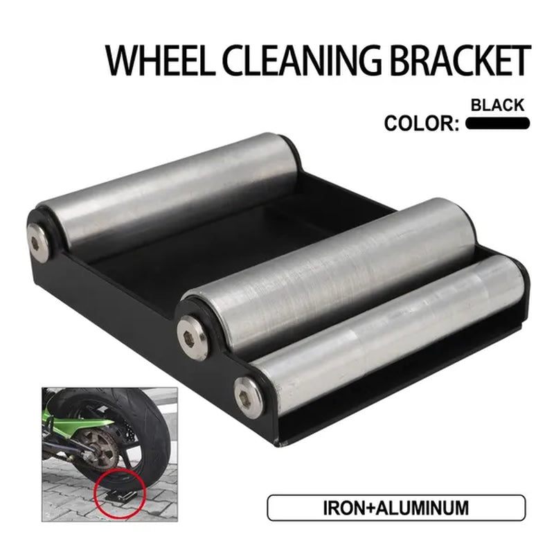 Motorcycle Wheel Cleaning Stand with Motorcycle Bike Cleaning Brush Kit, Cleaning Wash Kit with Storage Bag for Tire Cleaning, Chain Lubrication, Mudguard, Rims, Paint, Frame Clean