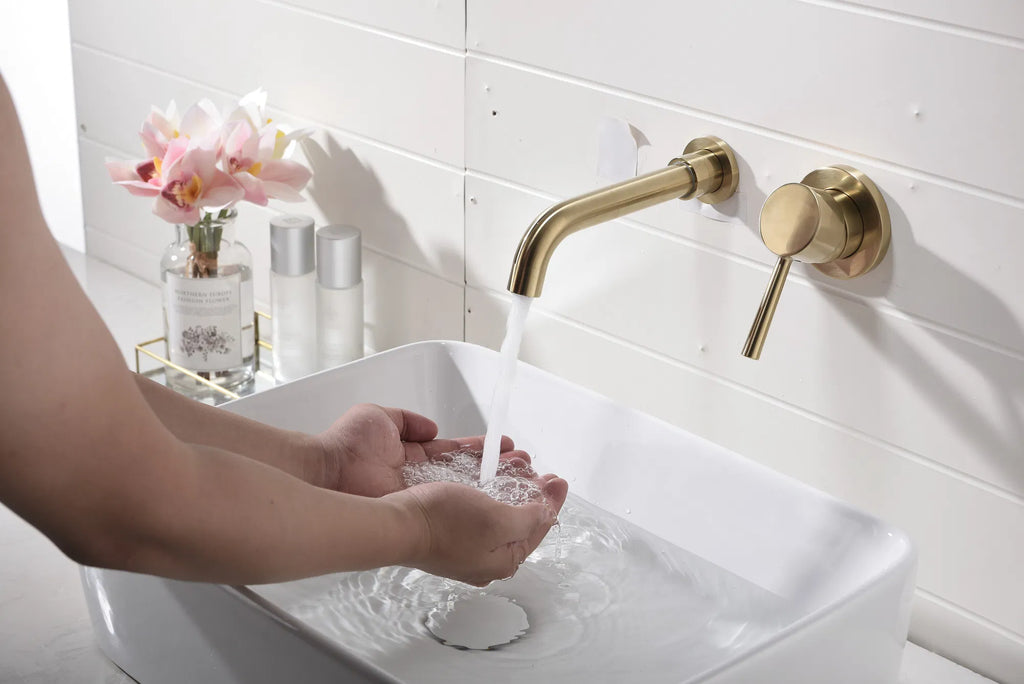 Wall Mounted Bathroom Sink Faucet, Single Lever with Pop-Up Drain – image 11