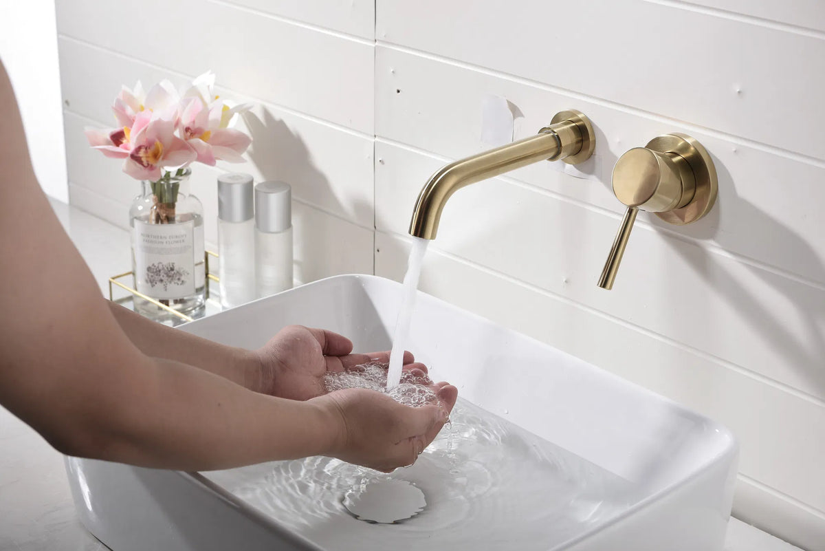 Wall Mounted Bathroom Sink Faucet, Single Lever with Pop-Up Drain – image 11