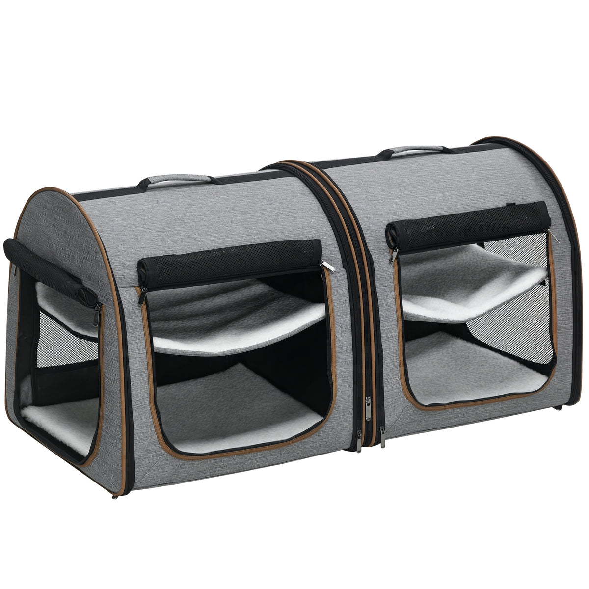 Double Cat Carrier, 39 in Soft-Sided Travel Crate with Divider