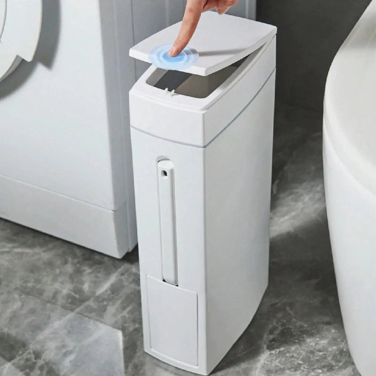 Slim Bathroom Trash Can with Lid and Hidden Toilet Brush, 4.5 L – image 3