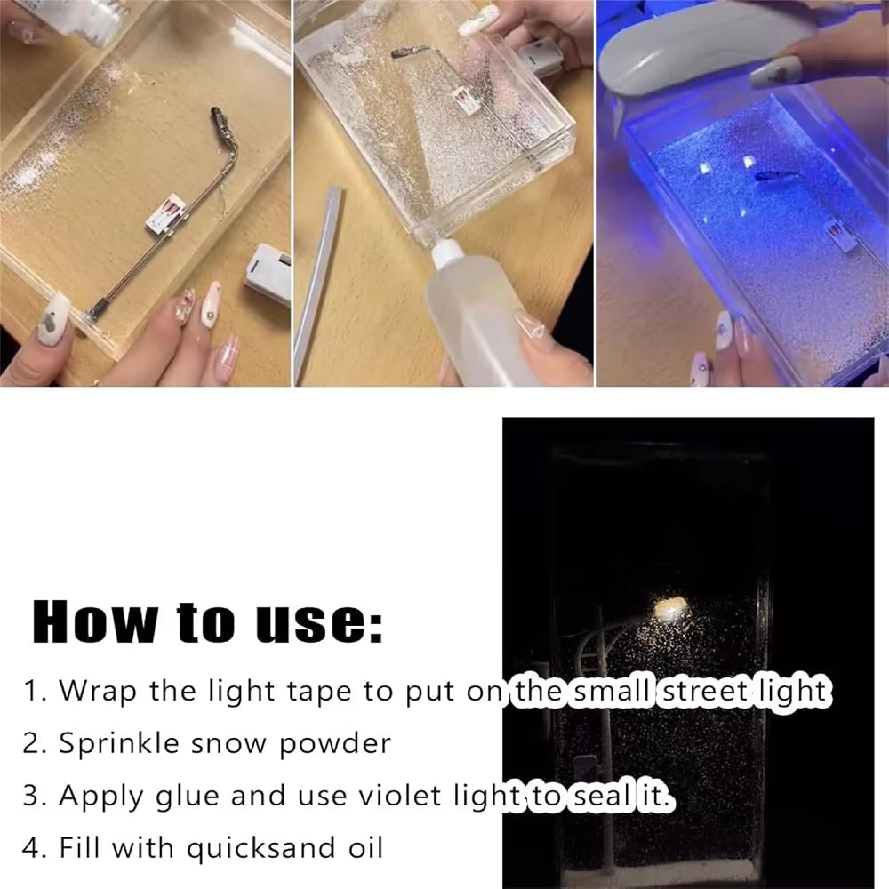 DIY Snow Scene Night Light Kit - Handmade Street Lamp Snowfall Desk Decor