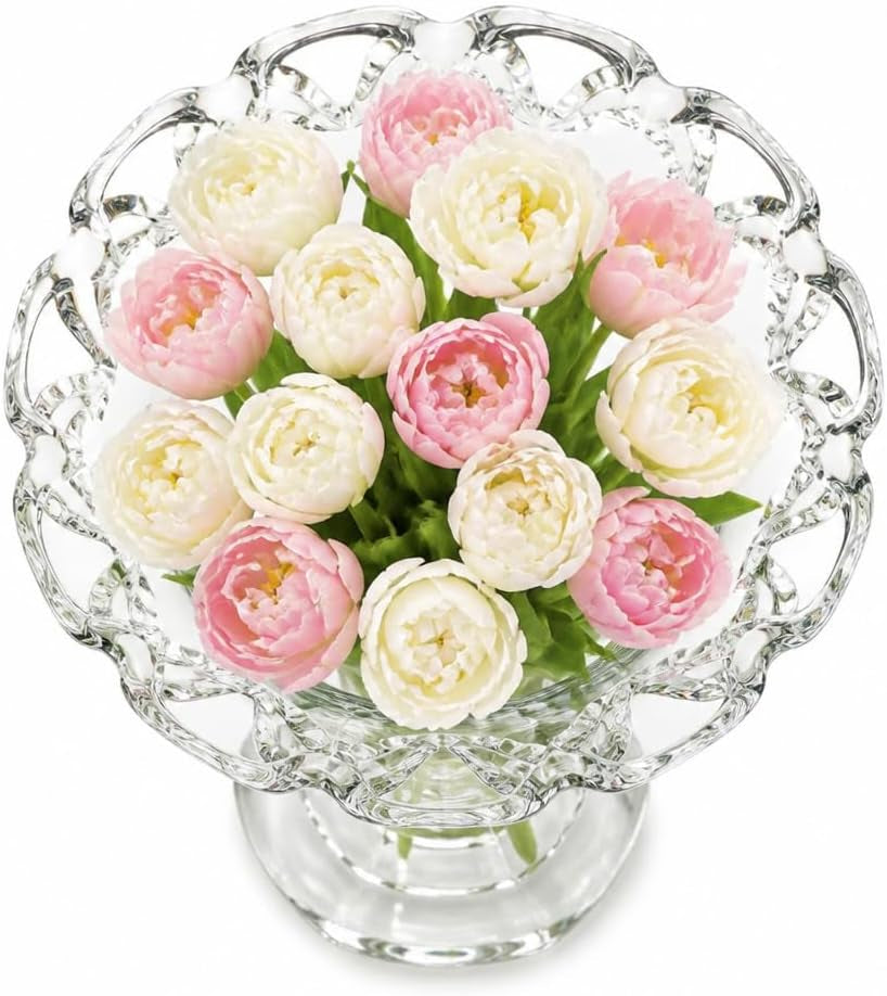 Glass Urn Vase - 8 inch Crystal Pedestal Centerpiece – image 5