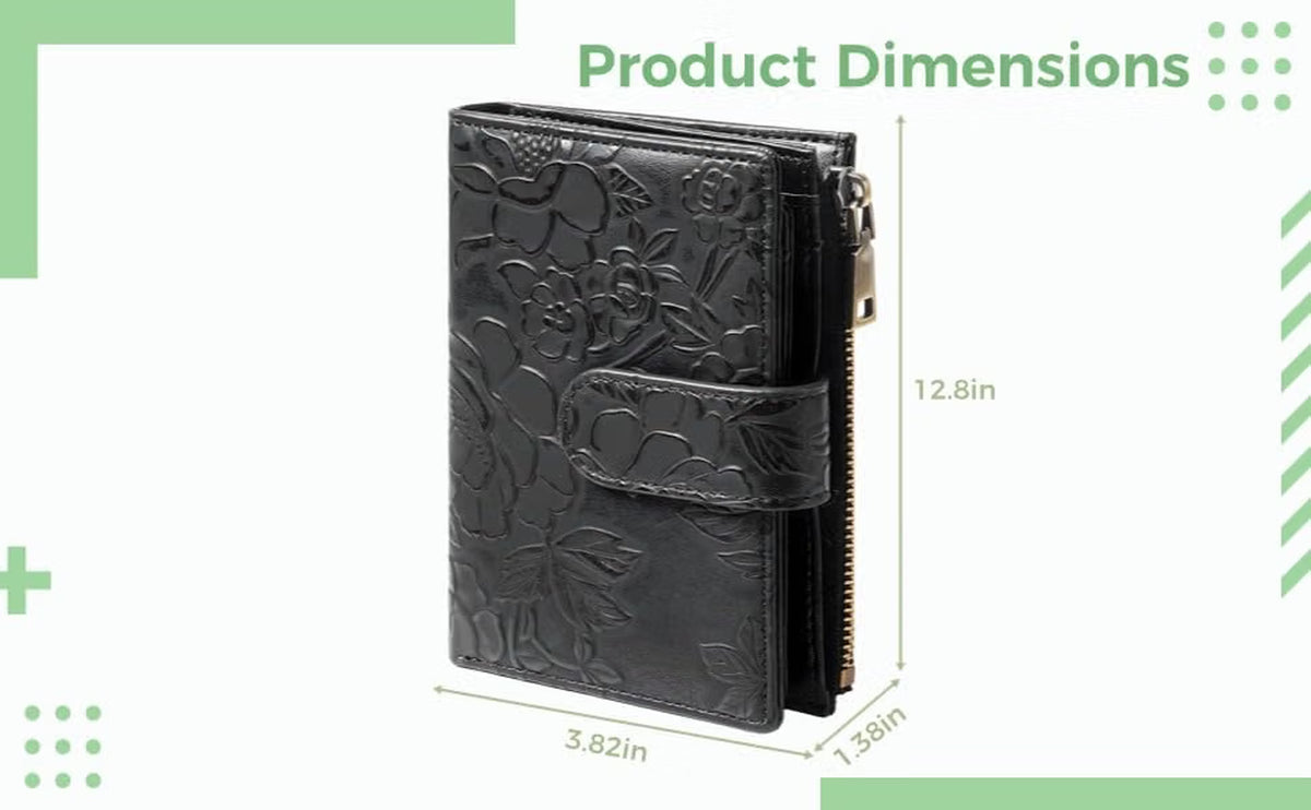 Trifold Wallet for Women, RFID Blocking Embossed Faux Leather – image 3