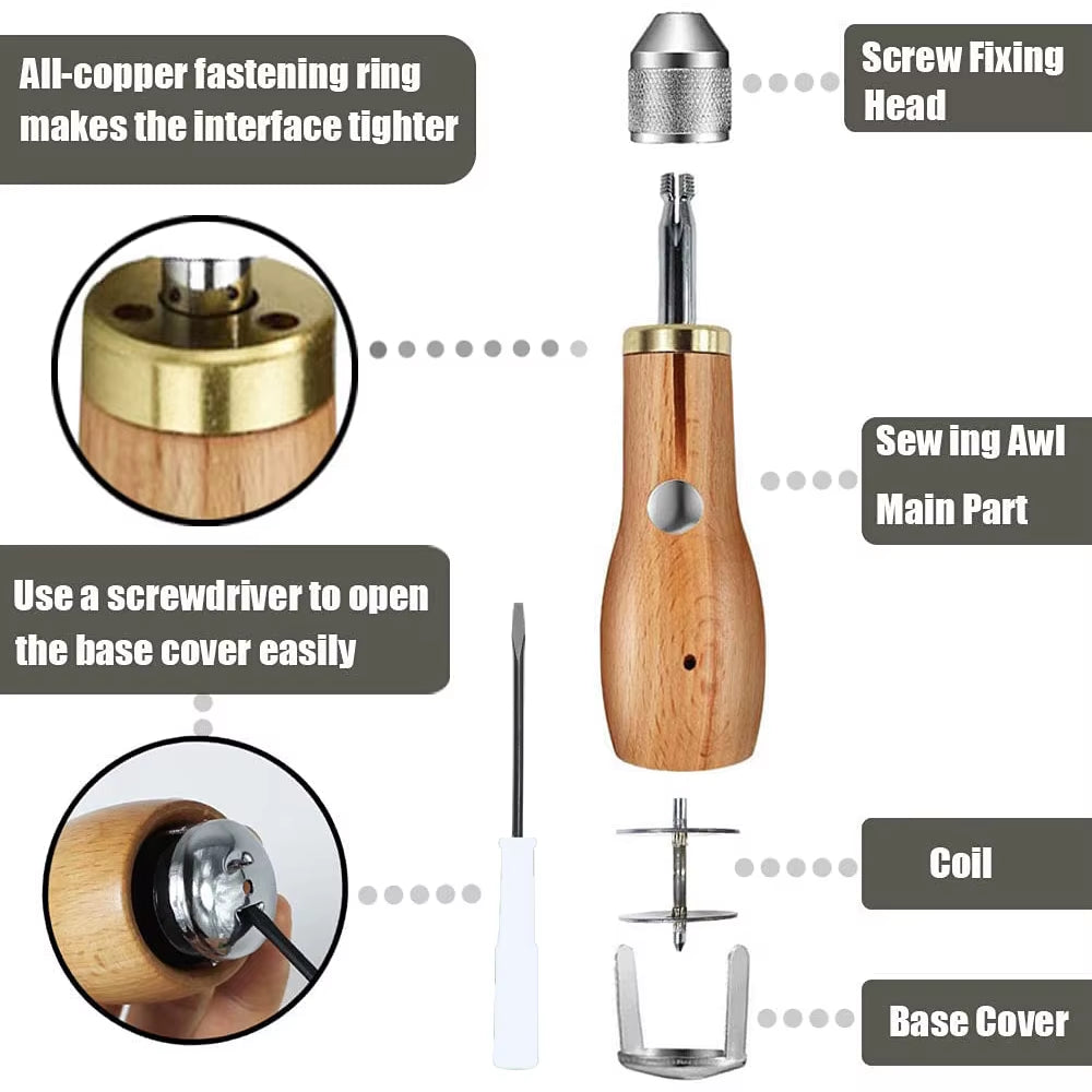 Leather Sewing Awl Kit with Waxed Thread and Needles – image 4