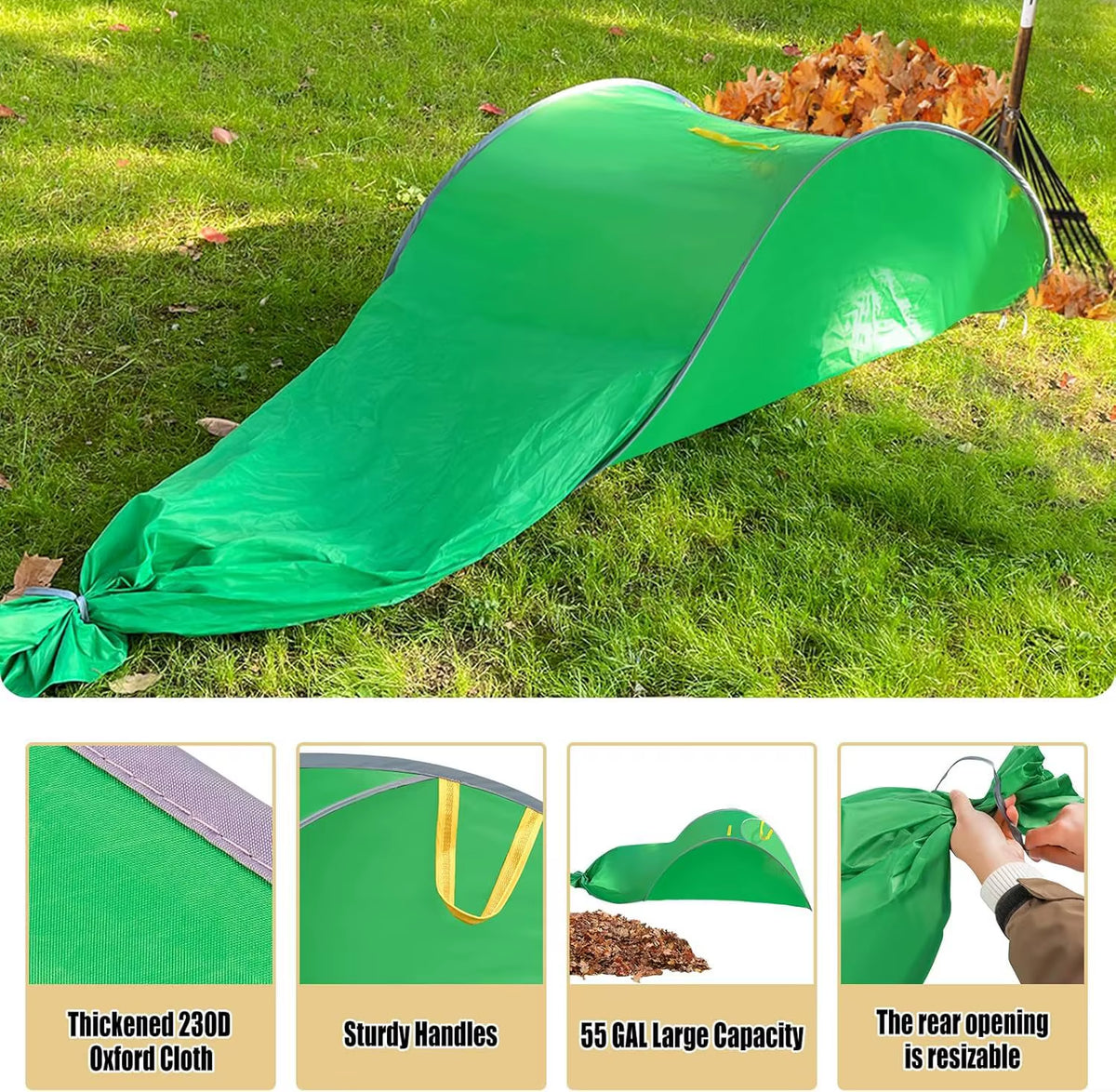 Pop-Up Reusable Leaf Collector Bag 83 X 33 In