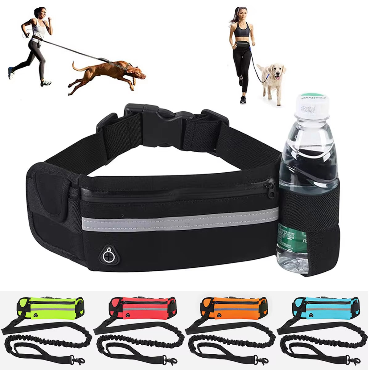 Hands-Free Dog Leash with Waist Bag - Reflective Bungee for Running – image 2