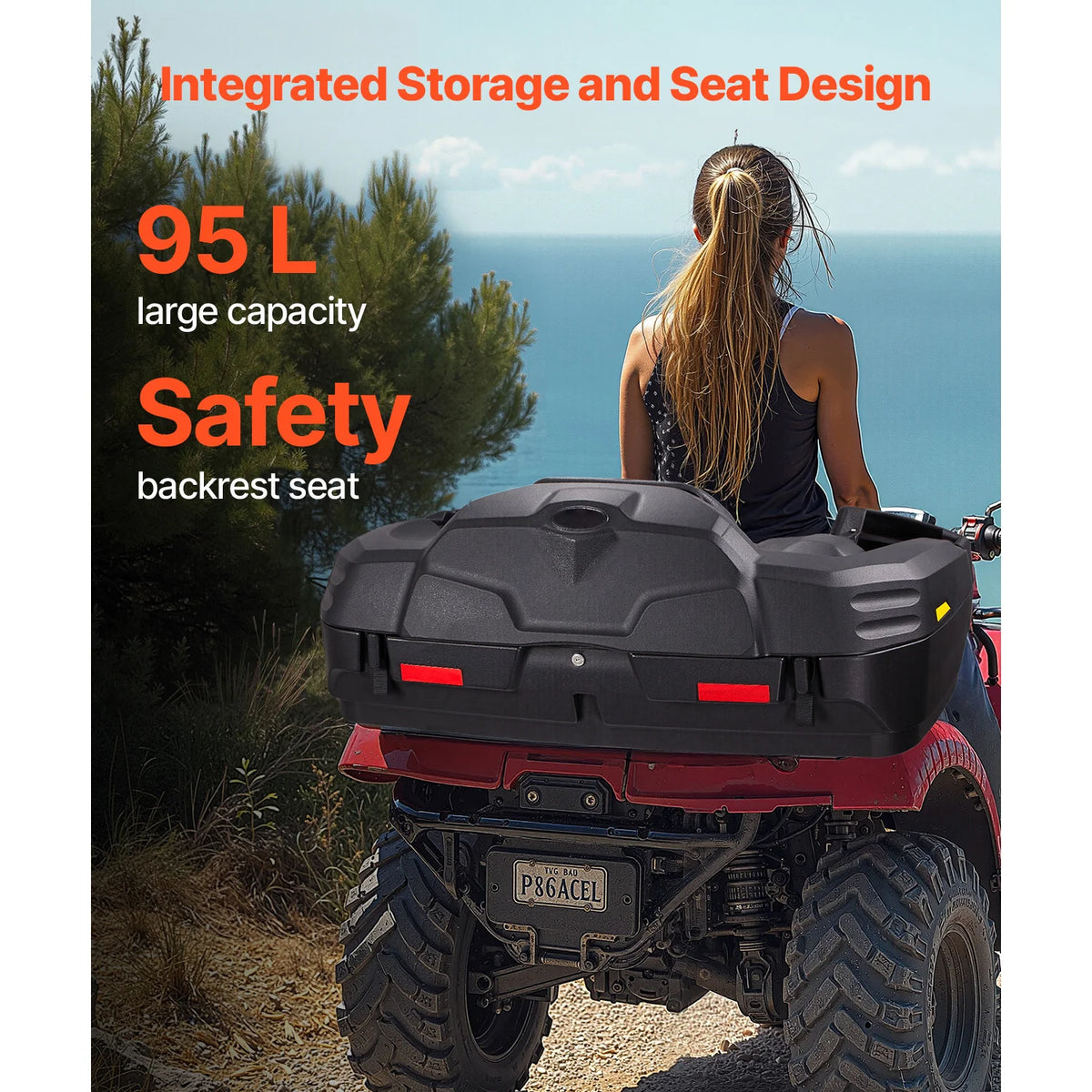 ATV Rear Cargo Box with Padded Seat and Backrest, Lockable – image 2