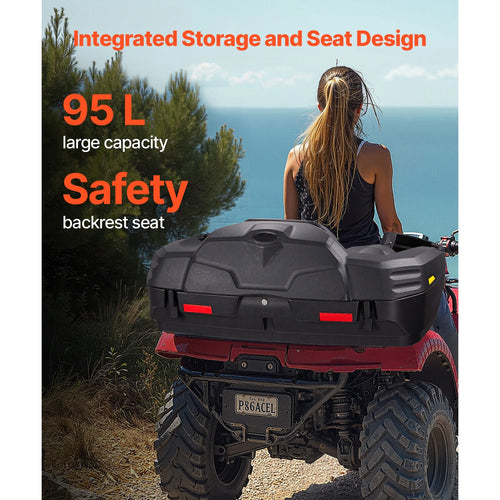 ATV Rear Cargo Box with Padded Seat and Backrest, Lockable