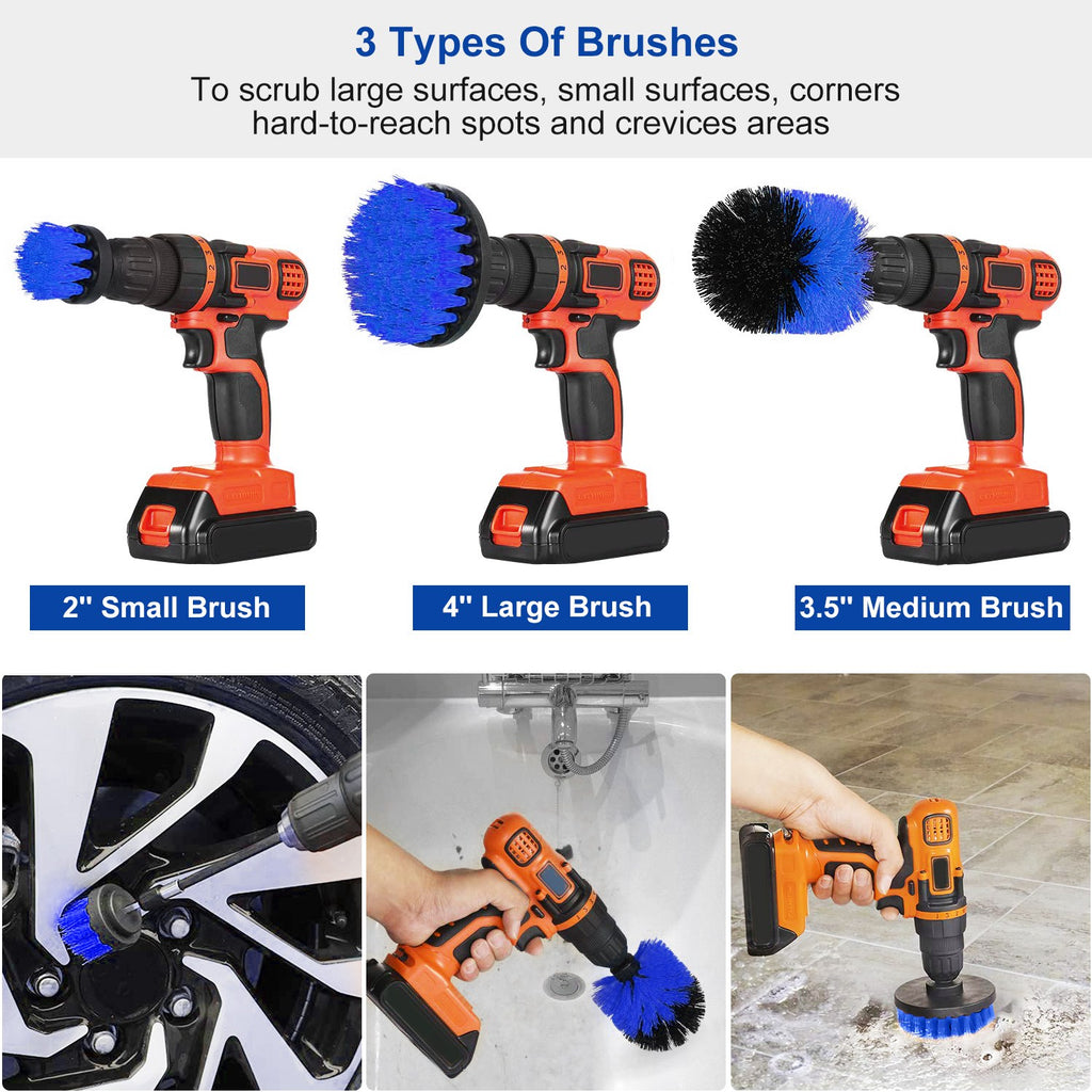 Drill Brush Attachment Set – 3 Pc Power Scrubber Cleaning Brushes – image 5
