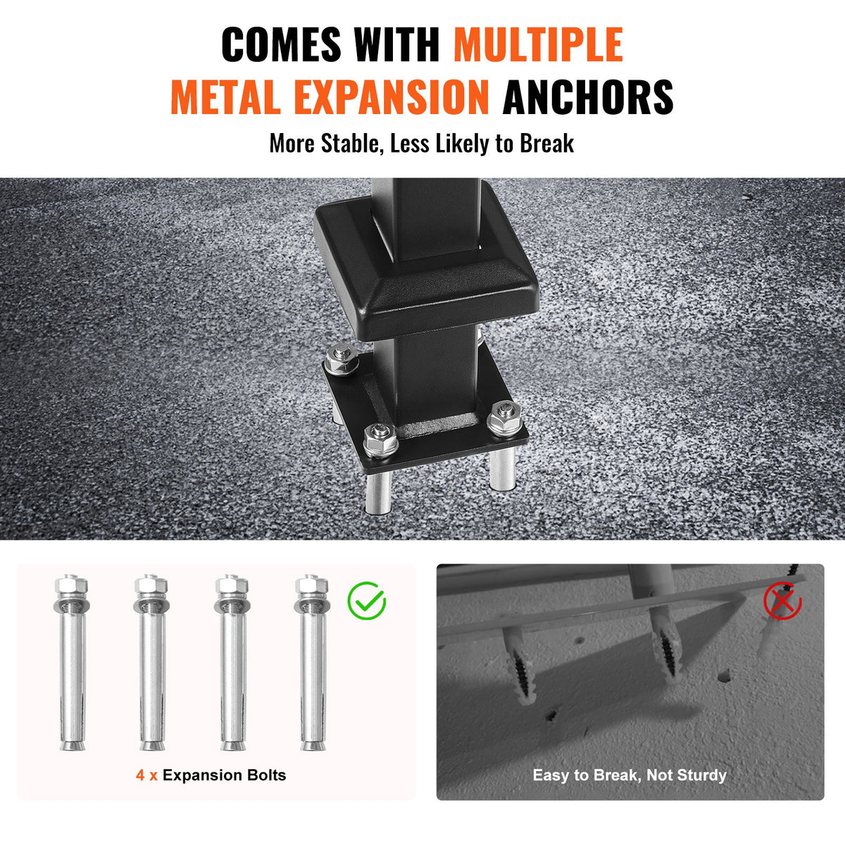 Single Post Outdoor Handrail For 1-3 Steps Floor Mount Steel – image 5