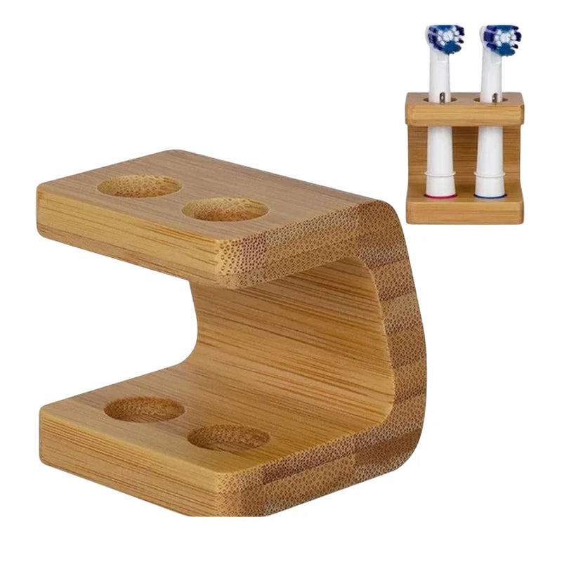 Toothbrush Head Holder, Freestanding Bamboo Organizer