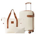 3-Piece Carry-On Luggage Set, 20 in Hardshell Spinner, Cream – image 1
