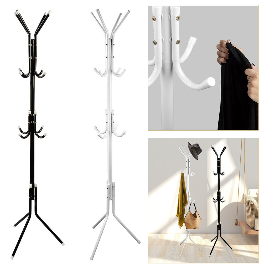 Standing Coat Rack, 8-Hook Metal Hat and Bag Tree, 3 Tiers – image 2