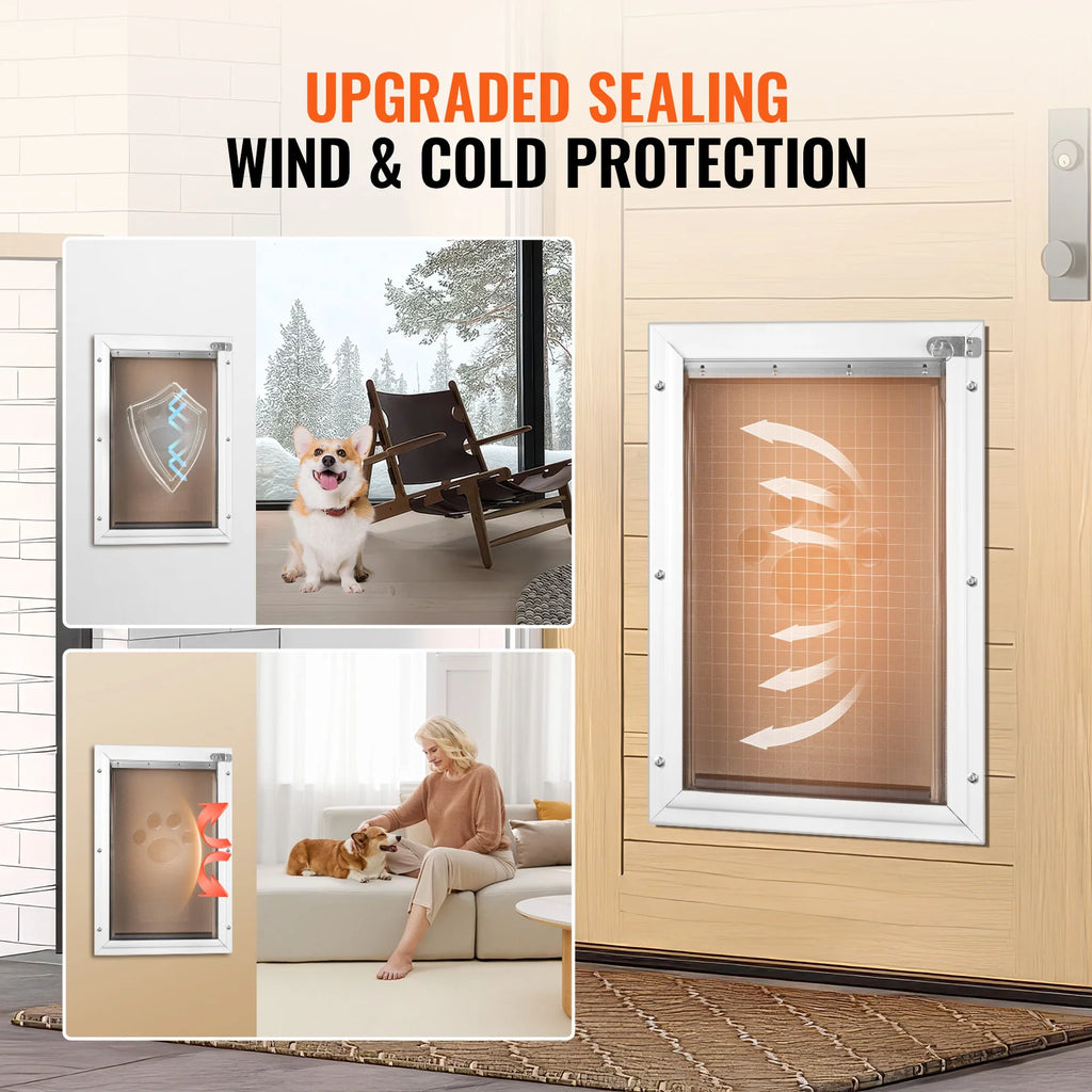 Pet Door with Aluminum Frame and Lock, Weatherproof Flap, Small – image 3