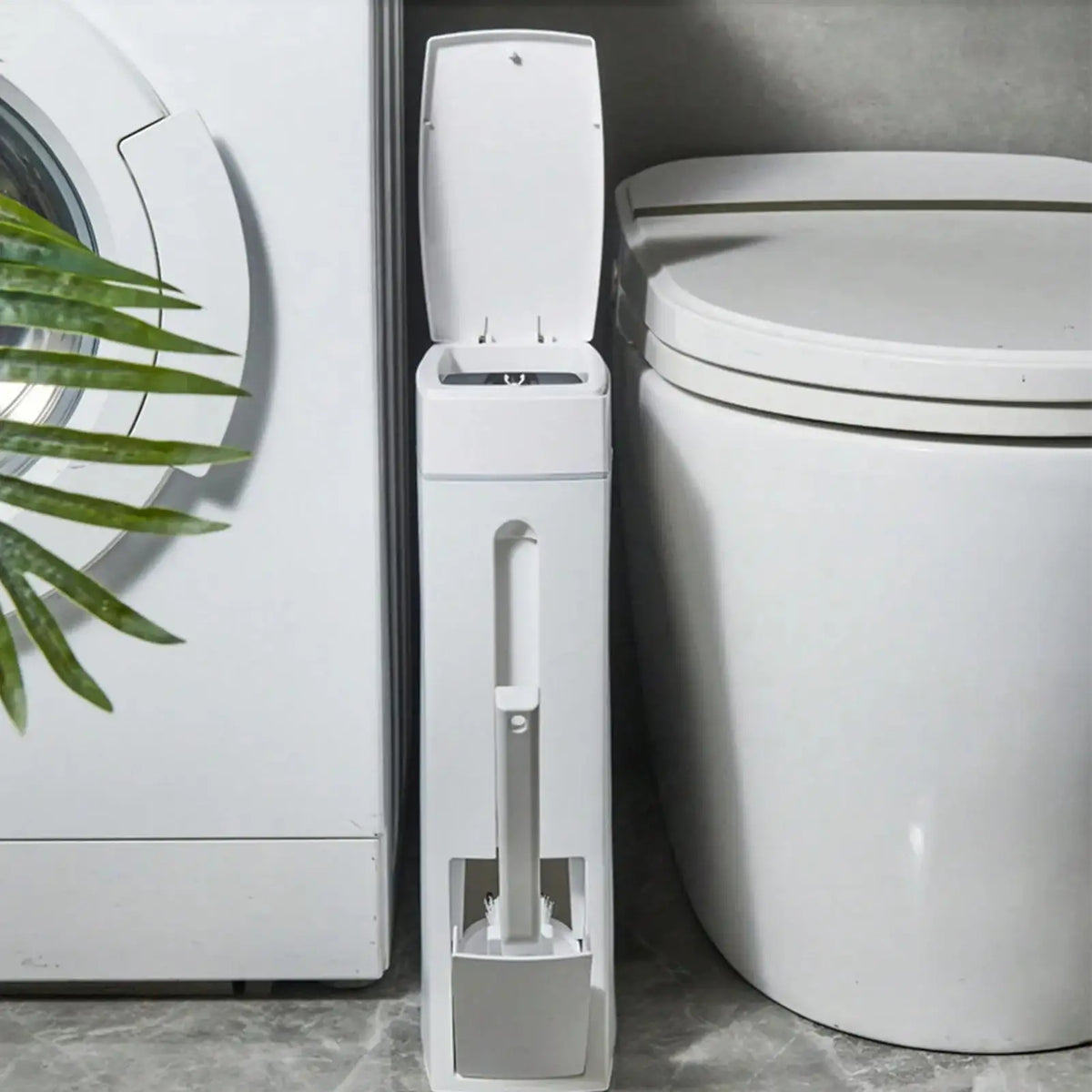 Slim Bathroom Trash Can with Lid and Hidden Toilet Brush, 4.5 L – image 6