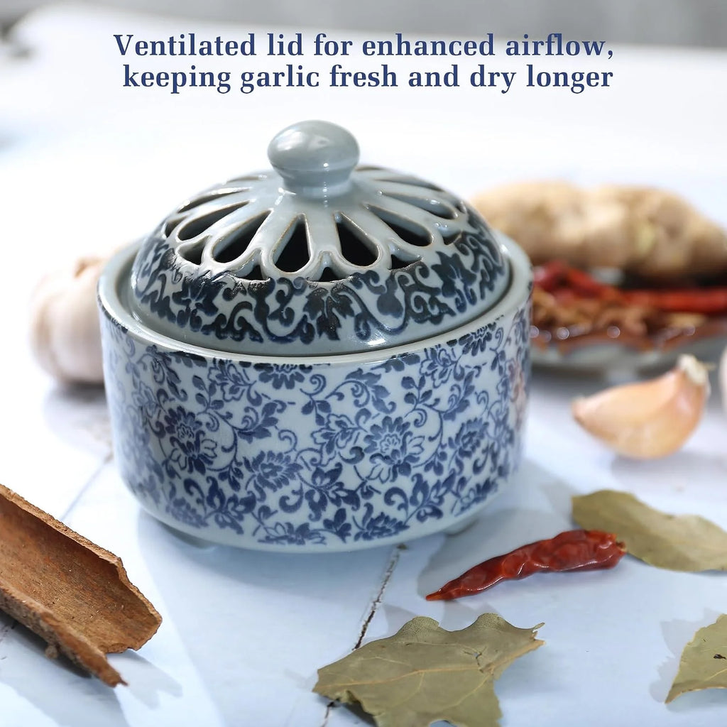 Ceramic Garlic Keeper - Countertop Storage Jar with Lid – image 5