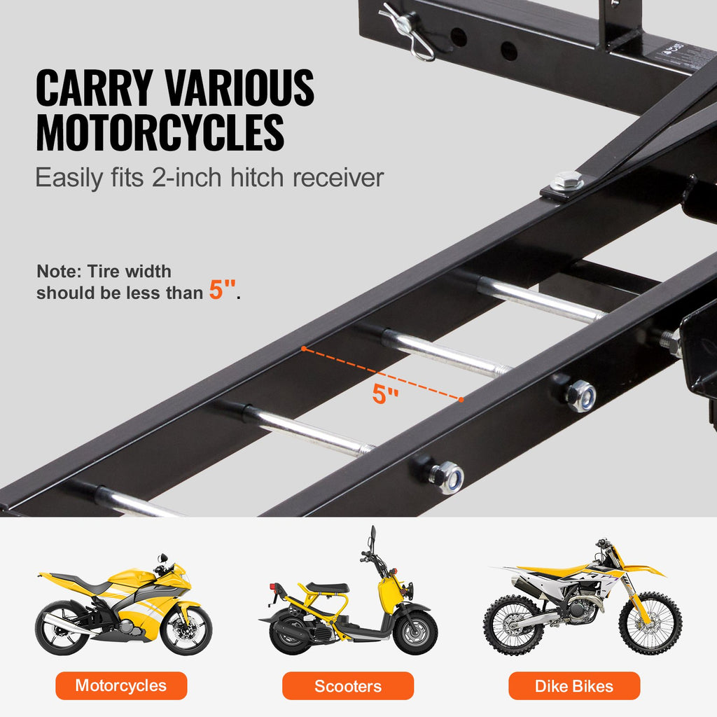 Hitch Motorcycle Carrier – 600 lb Steel Rack with Loading Ramp – image 9