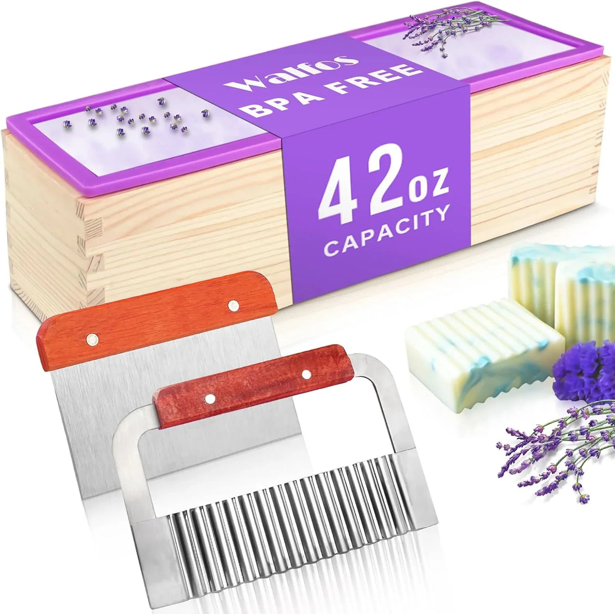 Silicone Soap Mold Kit with Wooden Box and Cutters, 42 oz – image 7